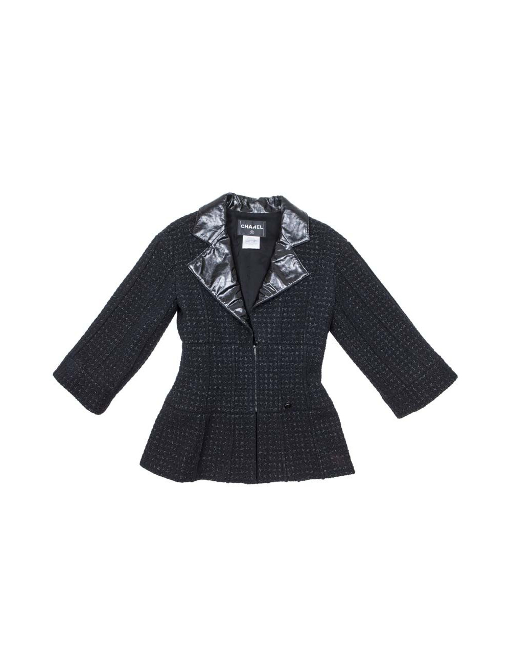 Veste CHANEL T 36  tweed noir et fils brillants noirs