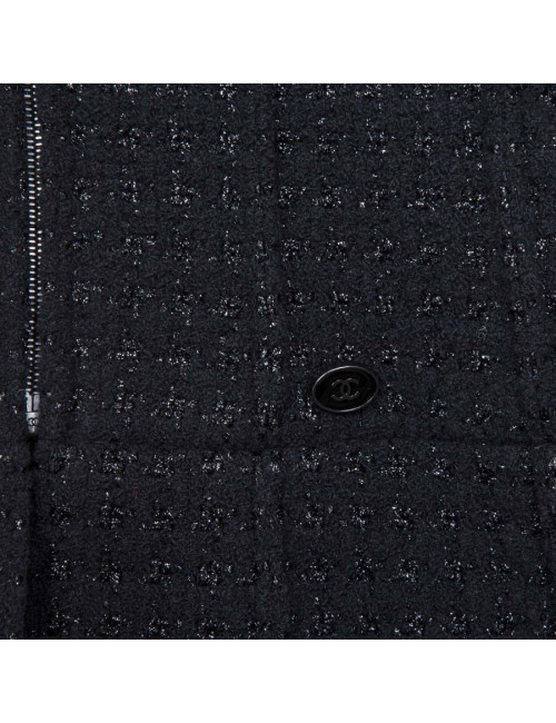 Veste CHANEL T 36  tweed noir et fils brillants noirs
