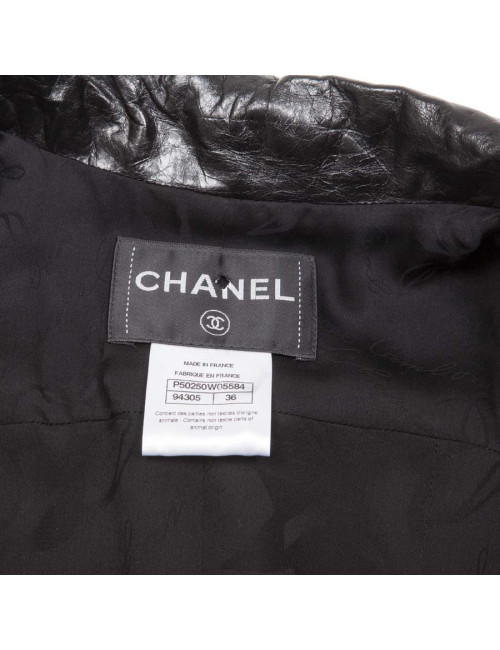 Veste CHANEL T 36  tweed noir et fils brillants noirs