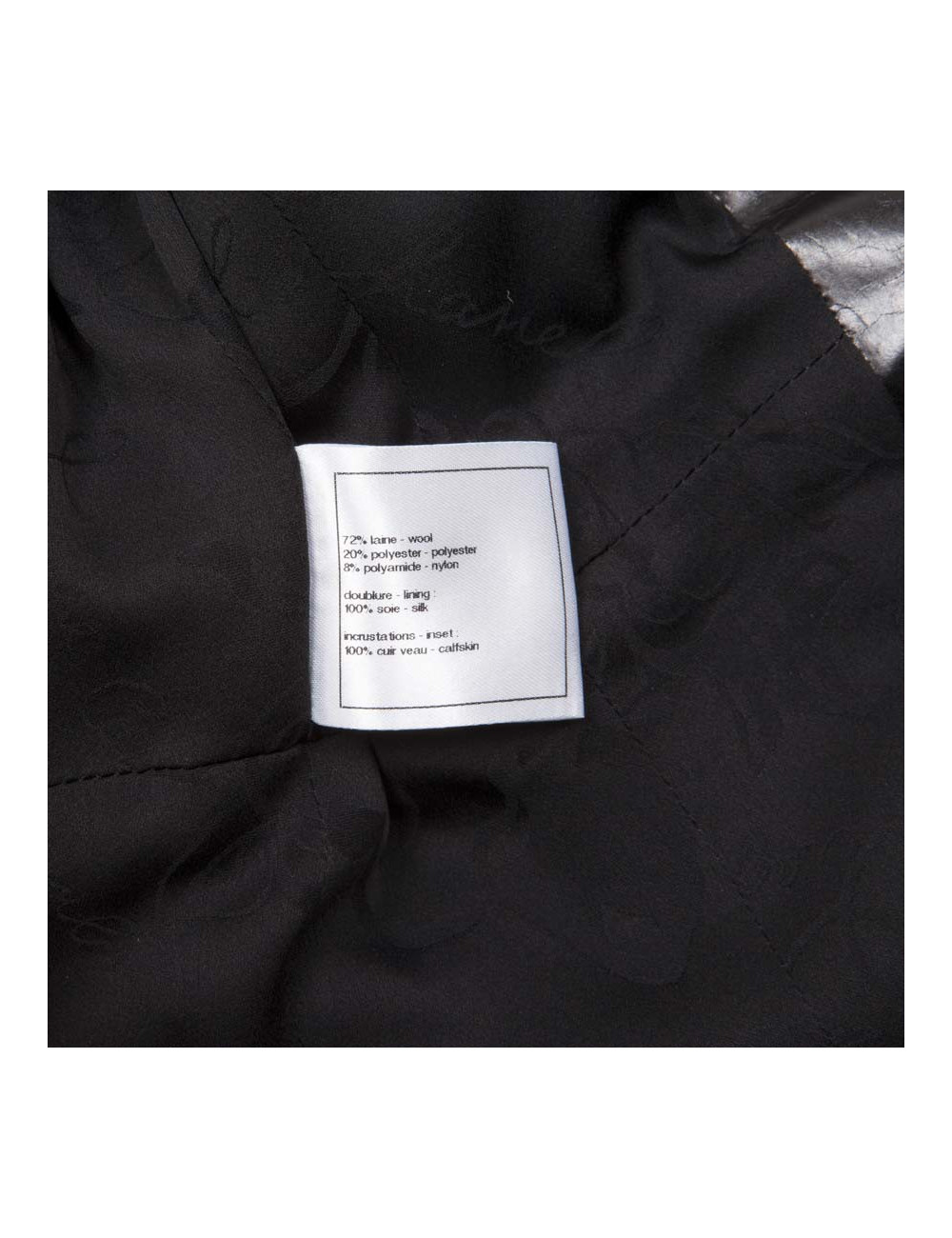 CHANEL T 36 black shiny threads and black tweed jacket