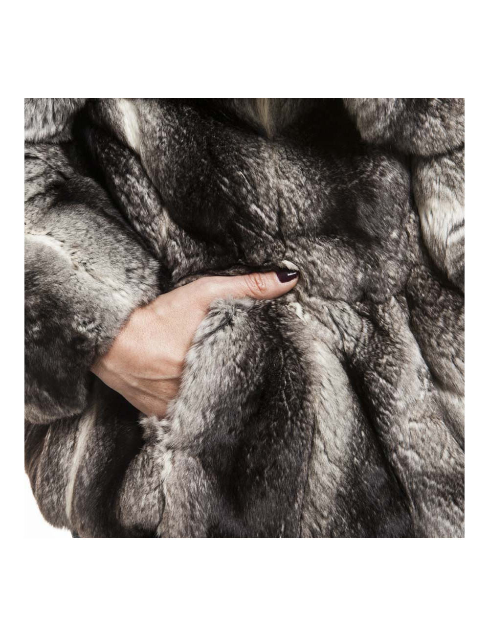 REBECCA gray chinchilla fur coat 46FR