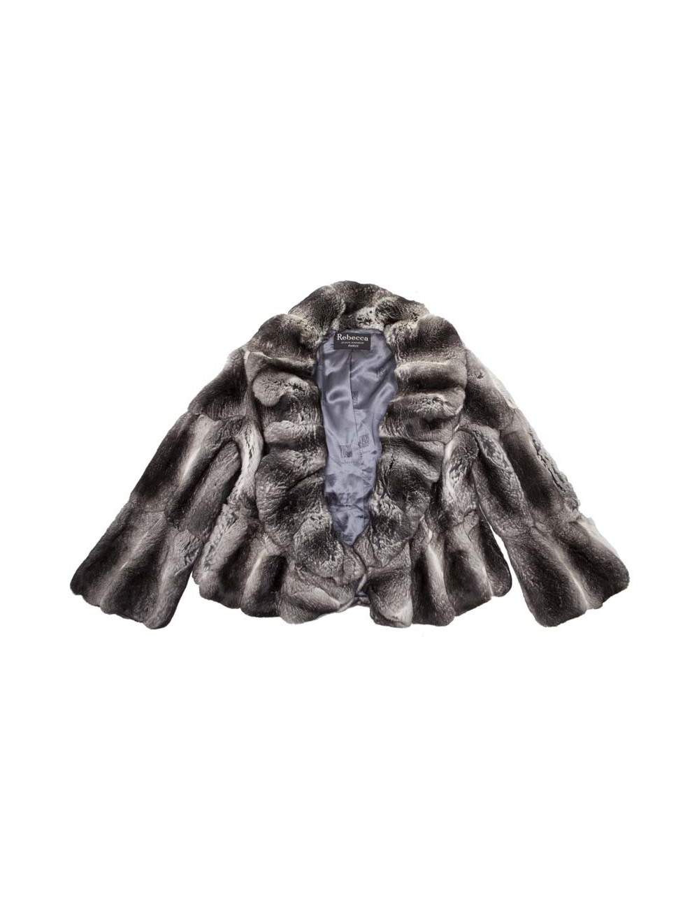 REBECCA gray chinchilla fur coat 46FR