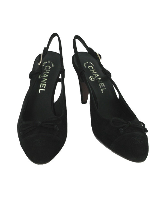 Escarpins en daim noir T37 CHANEL