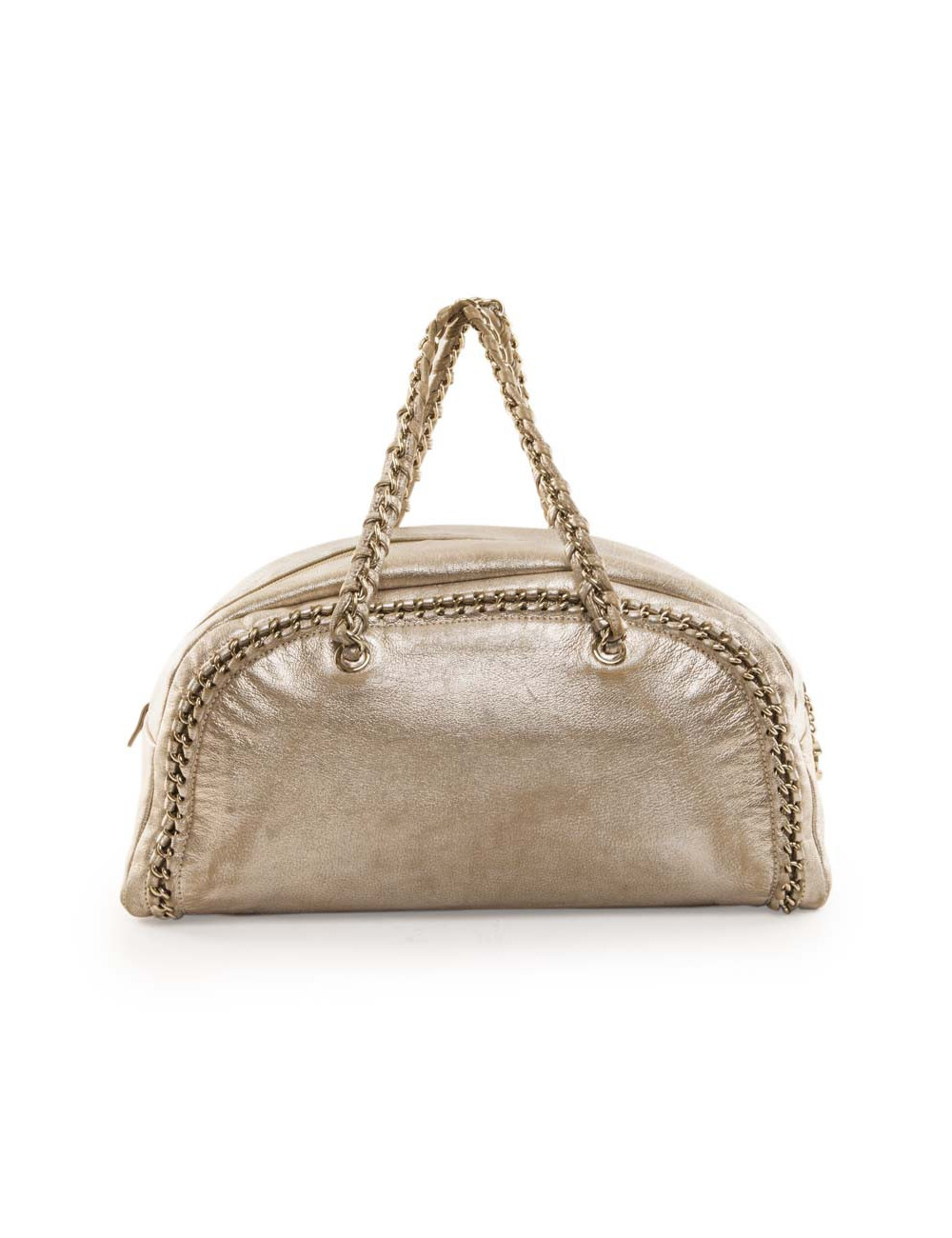 Sac CHANEL bowling GM cuir vieilli doré