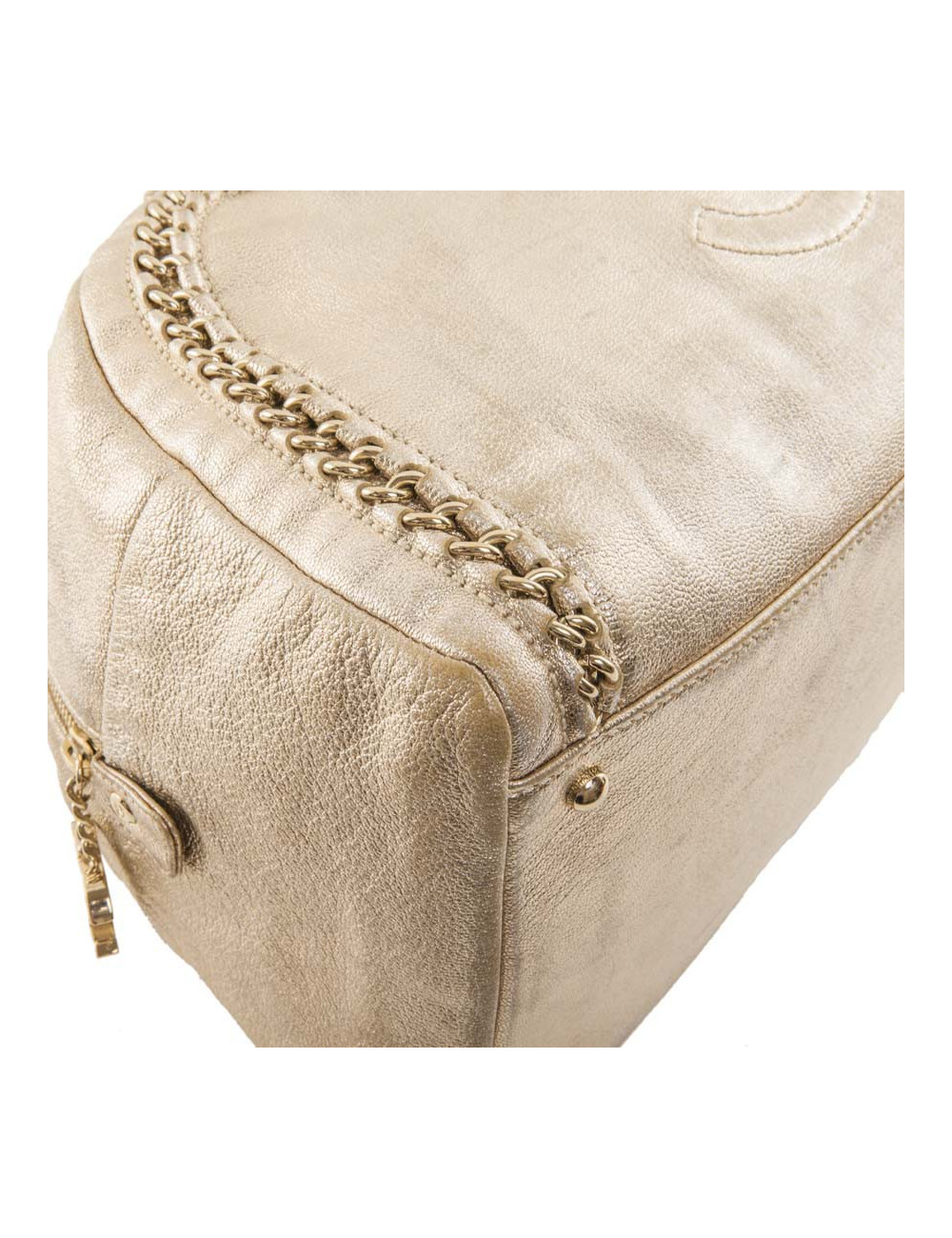 Sac CHANEL bowling GM cuir vieilli doré