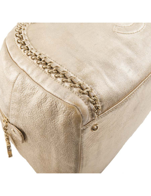 Sac CHANEL bowling GM cuir vieilli doré