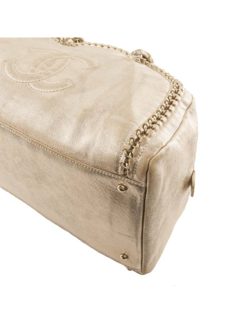 Sac CHANEL bowling GM cuir vieilli doré