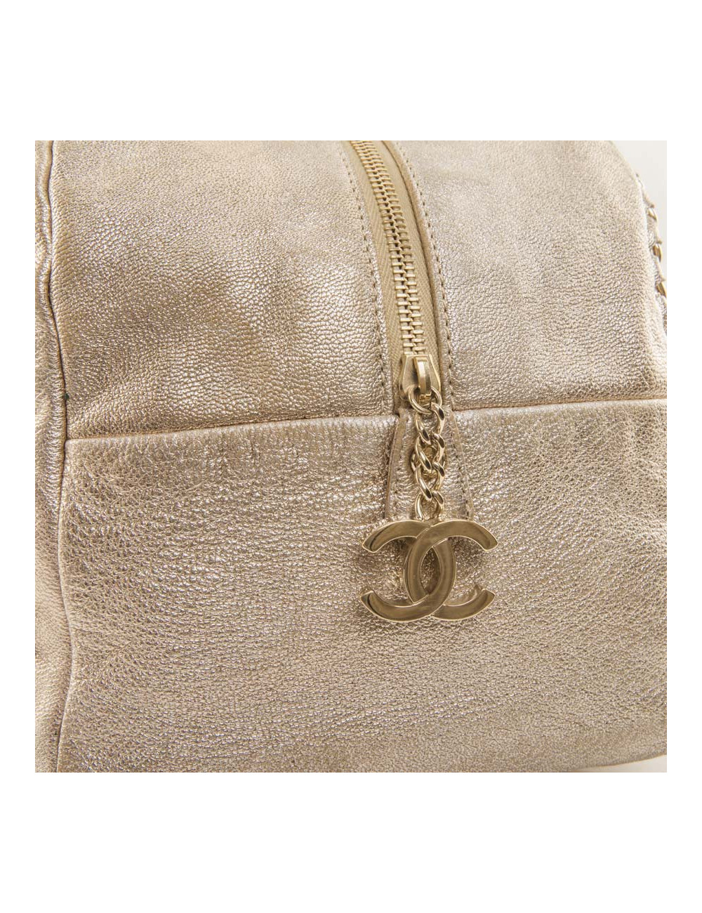 Sac CHANEL bowling GM cuir vieilli doré