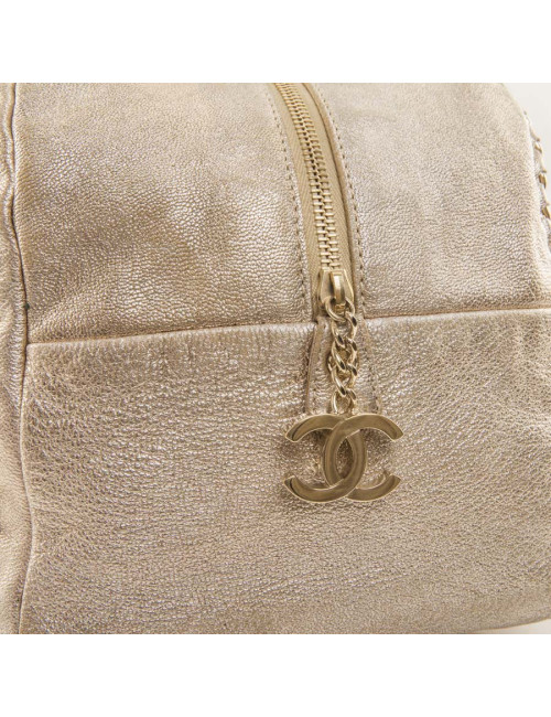 Sac CHANEL bowling GM cuir vieilli doré