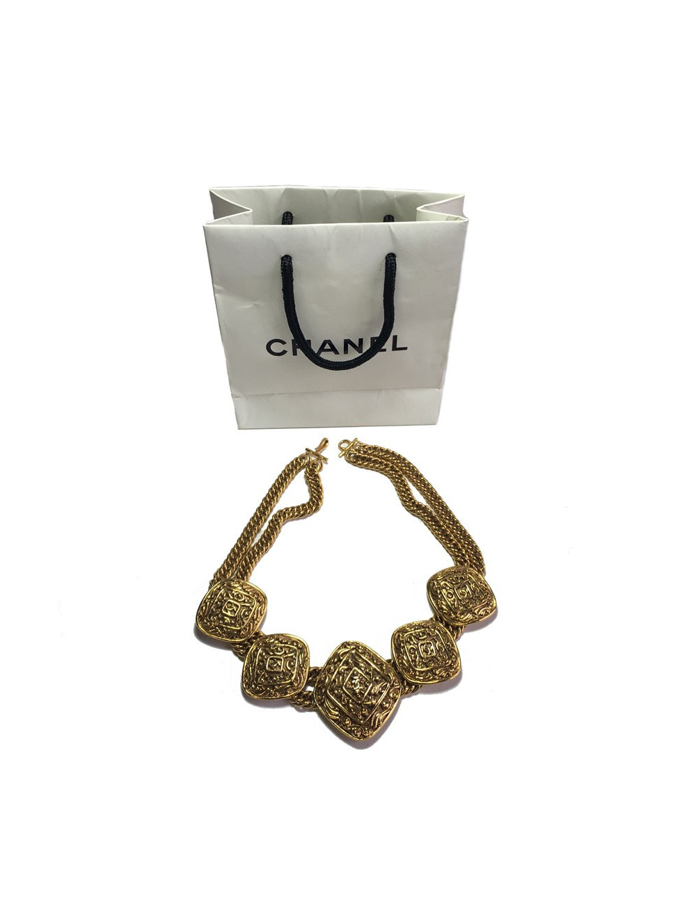 Collier CHANEL couture métal doré 