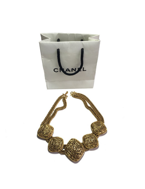 Collier CHANEL couture métal doré 