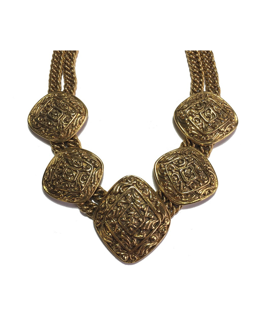 Collier CHANEL couture métal doré 