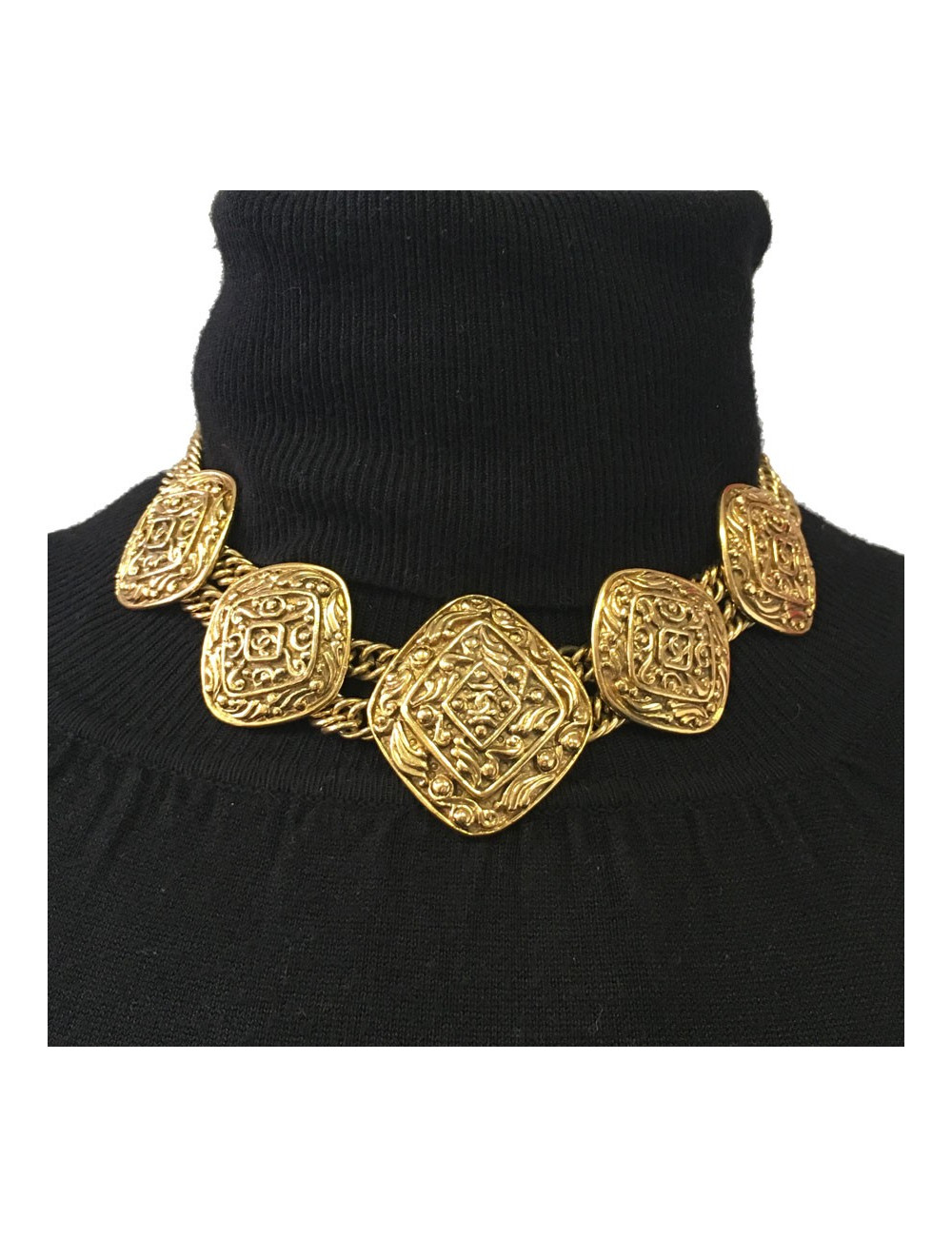 Collier CHANEL couture métal doré 