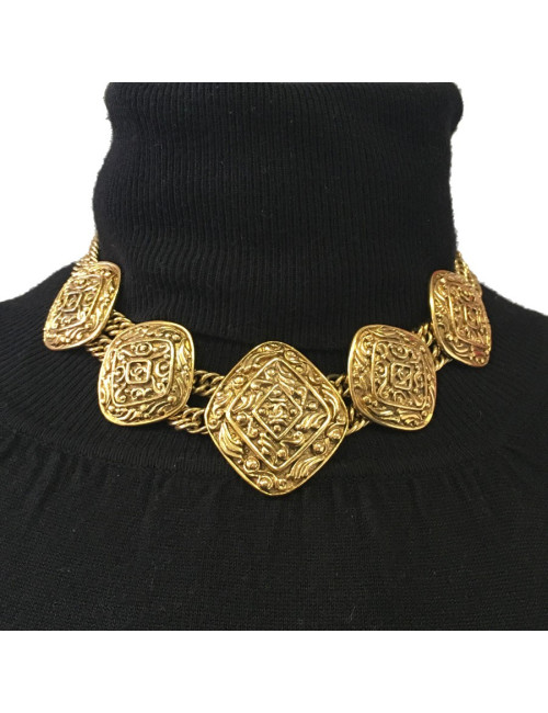 Collier CHANEL couture métal doré 