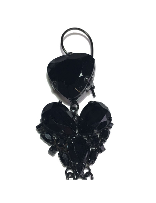 Clous pendants JEAN-PAUL GAULTIER en pierres facettées noires