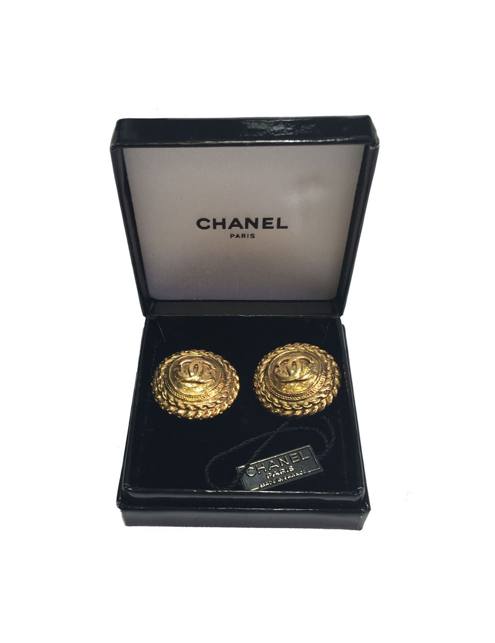 Boucles d'oreille clips CHANEL Vintage en métal doré