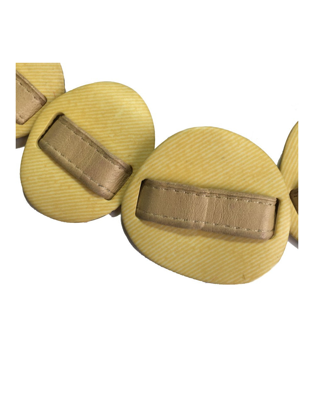 CHANEL T90 belt in beige leather and yellow plastic parts
