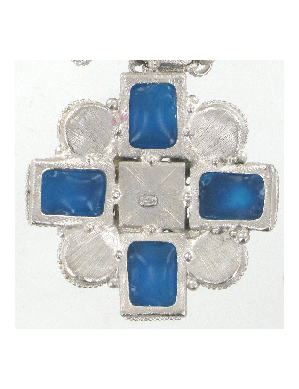 Collier CHANEL croix perles et pâte de verre