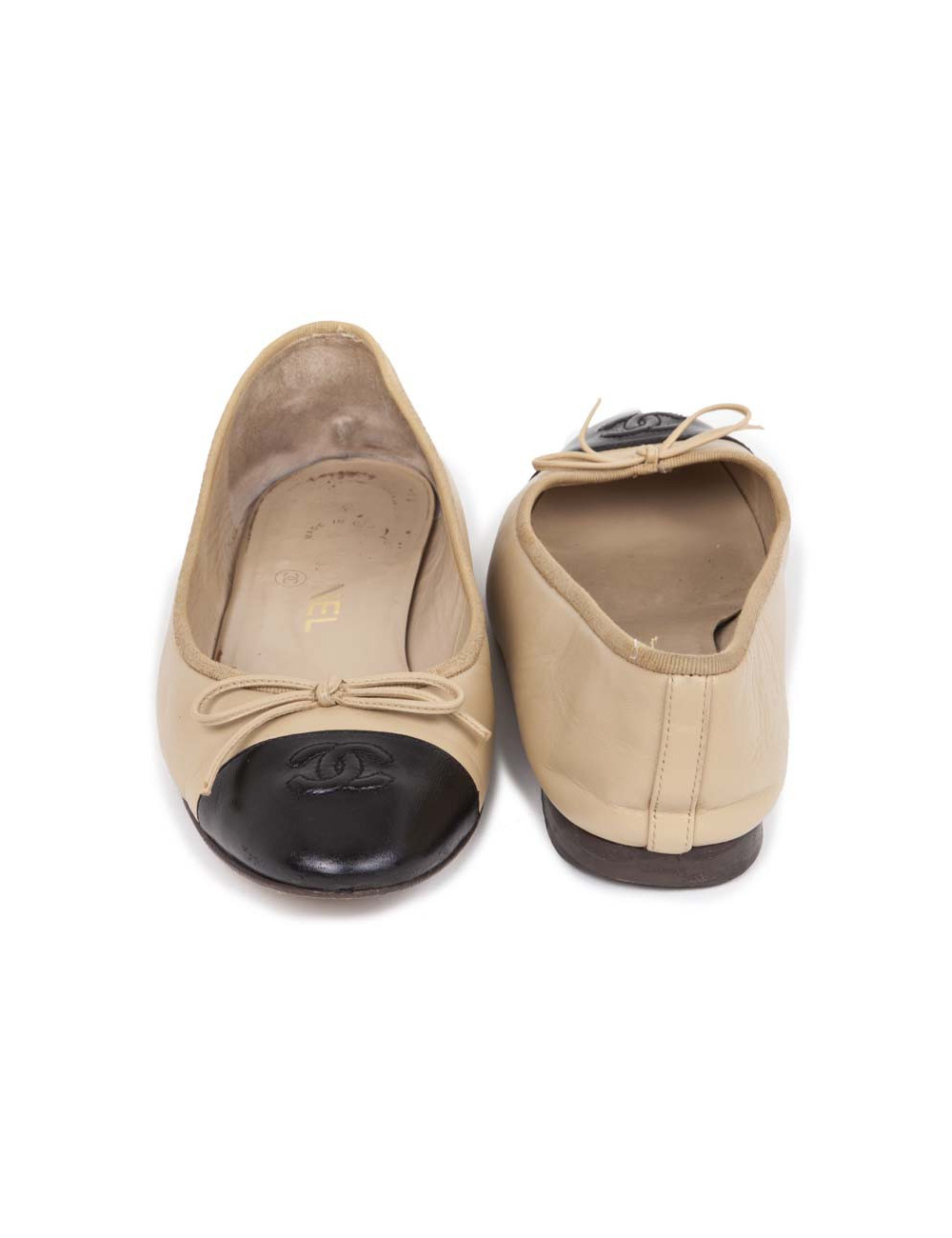 Ballerines CHANEL cuir matelassé bicolores  t 