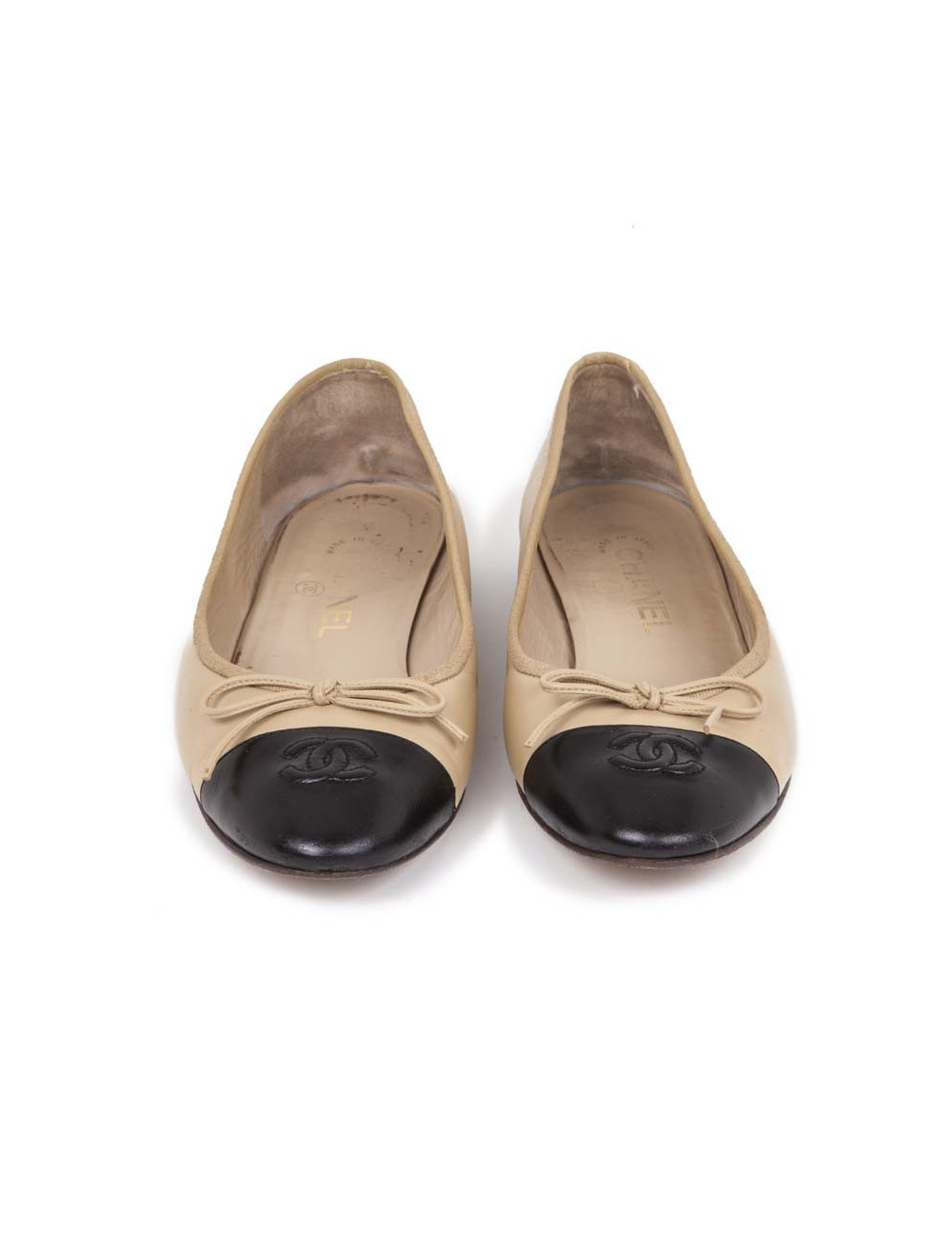 Ballerines CHANEL cuir matelassé bicolores  t 