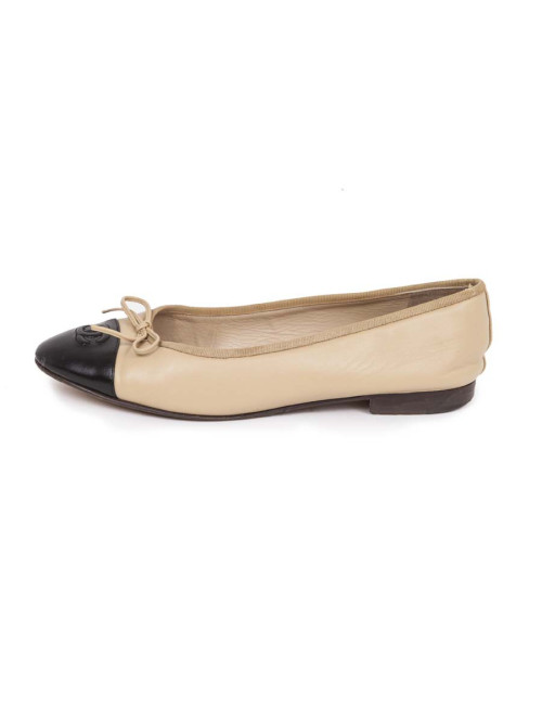 Ballerines CHANEL cuir matelassé bicolores  t 