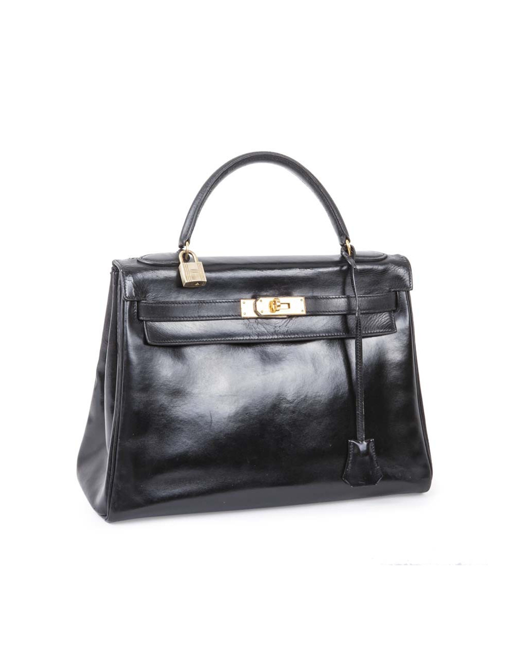Sac Kelly 32 HERMES cuir box noir