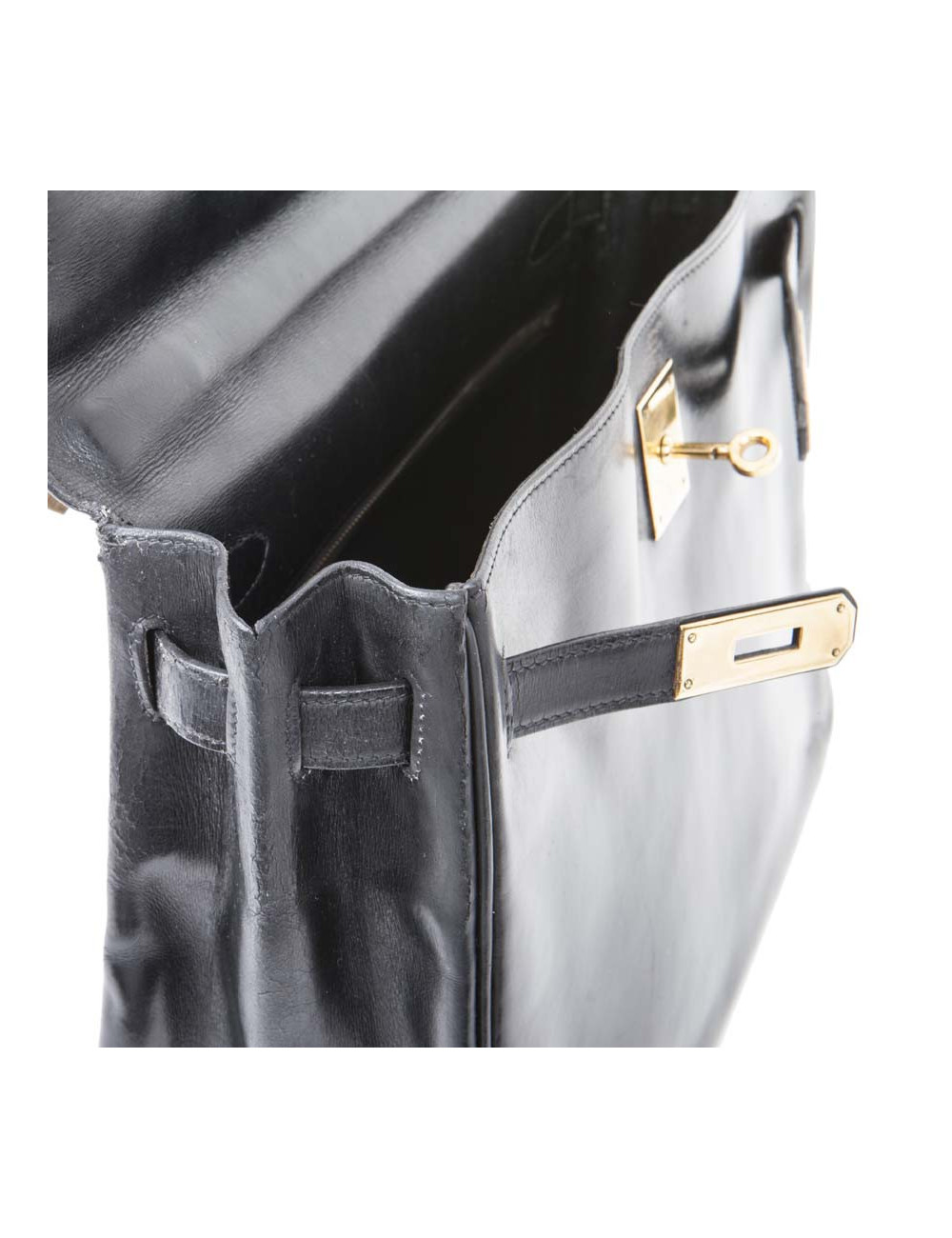 HERMES vintage Kelly 32 bag in black box leather
