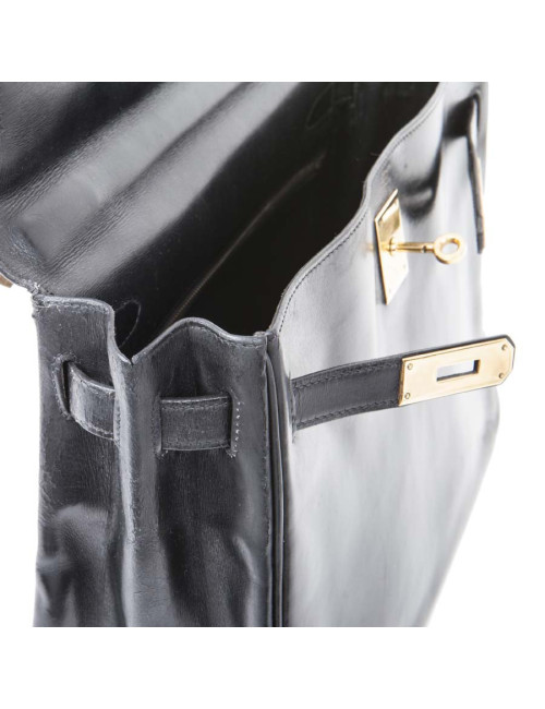 HERMES vintage Kelly 32 bag in black box leather