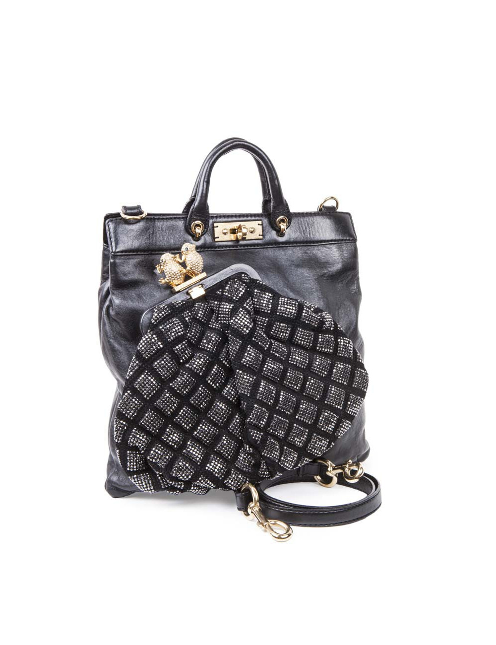 Sac MARC JACOBS cuir noir et strass 