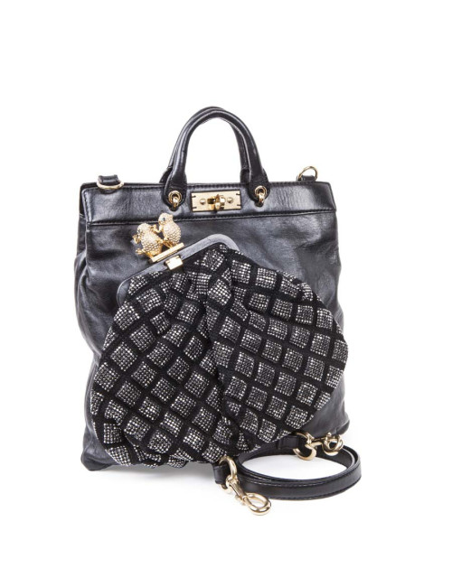 Sac MARC JACOBS cuir noir et strass 