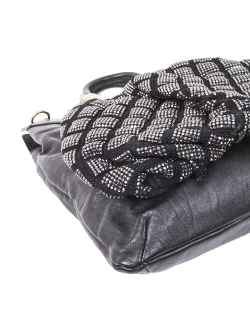 Sac MARC JACOBS cuir noir et strass 