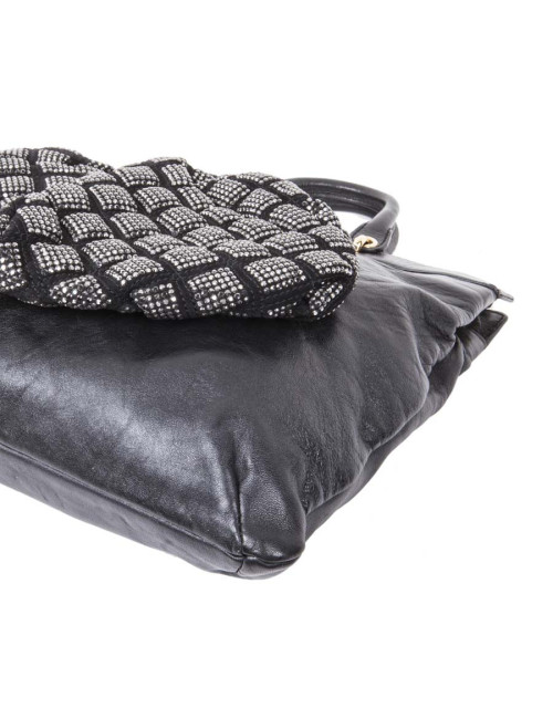 Sac MARC JACOBS cuir noir et strass 