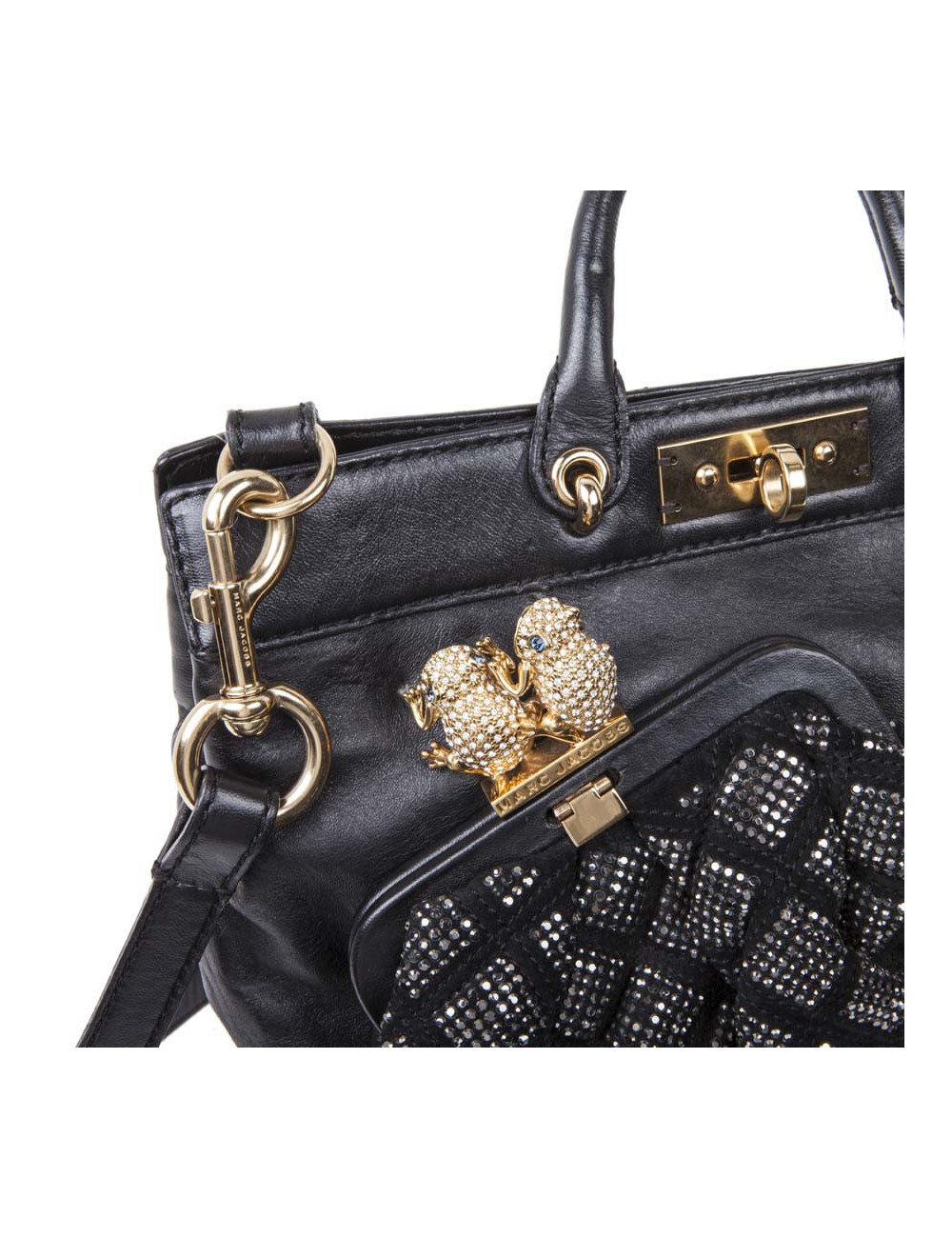 Sac MARC JACOBS cuir noir et strass 