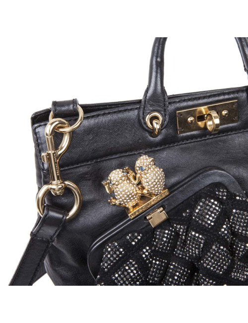 Sac MARC JACOBS cuir noir et strass 