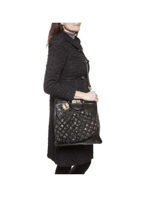 Sac MARC JACOBS cuir noir et strass 