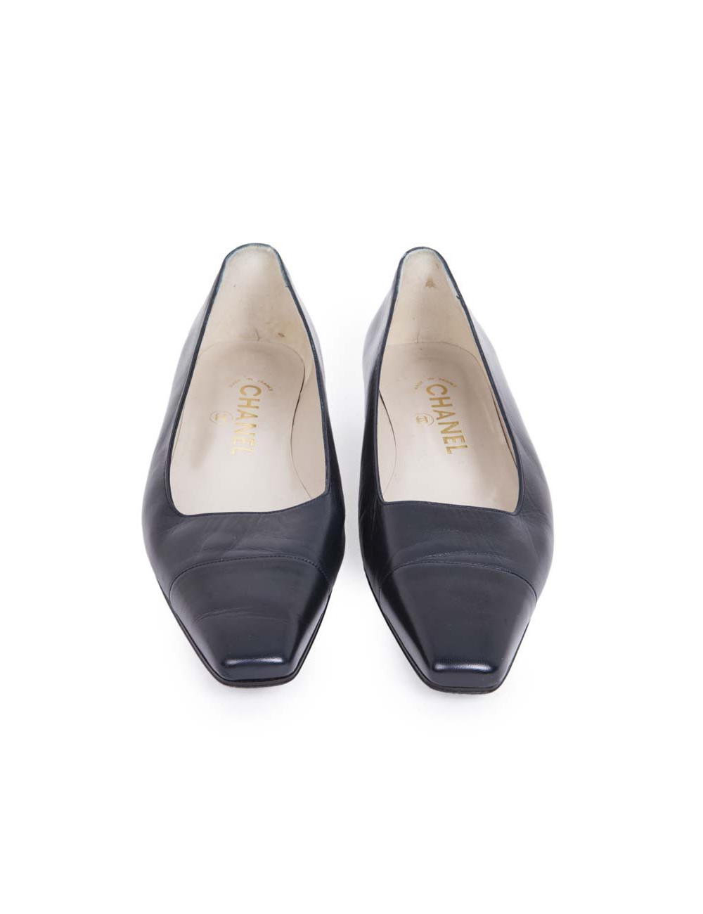 Ballet flats CHANEL T 39 two-tone Navy Blue and black