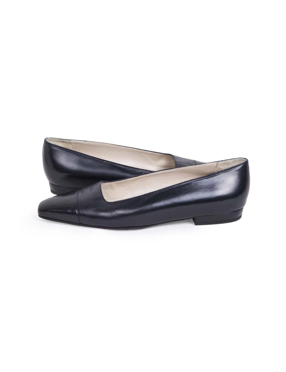 Ballet flats CHANEL T 39 two-tone Navy Blue and black