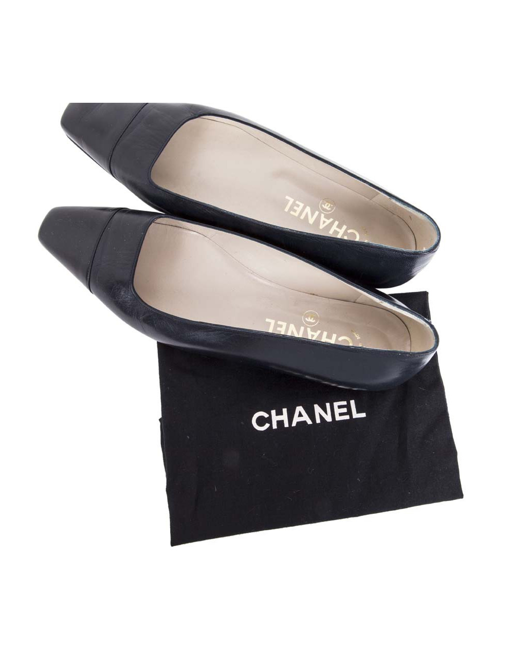 Ballet flats CHANEL T 39 two-tone Navy Blue and black