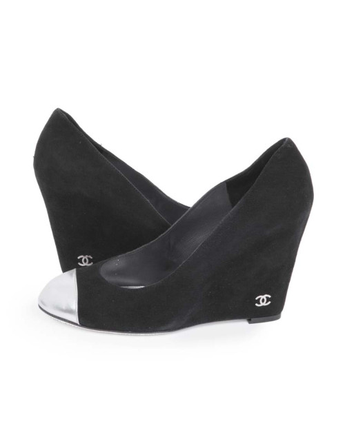 Escarpins CHANEL T veau velours noir