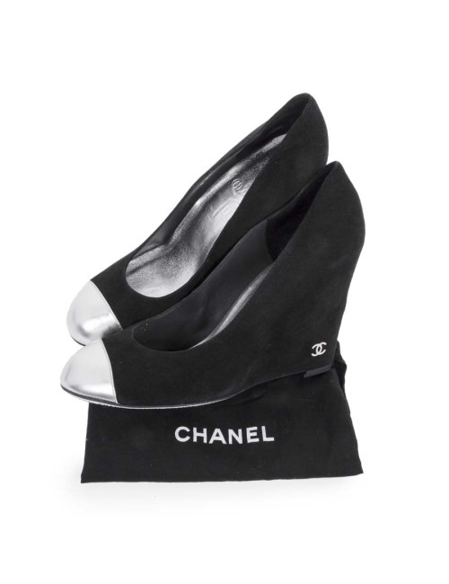 Escarpins CHANEL T veau velours noir
