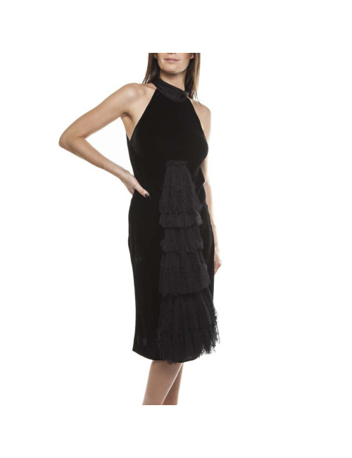Dress JEAN PAUL GAULTIER T36 en velvet of silk and Black Lace