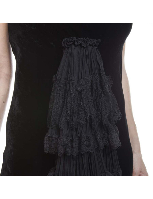 Dress JEAN PAUL GAULTIER T36 en velvet of silk and Black Lace