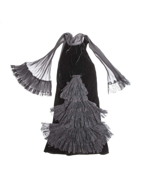 Dress JEAN PAUL GAULTIER T36 en velvet of silk and Black Lace