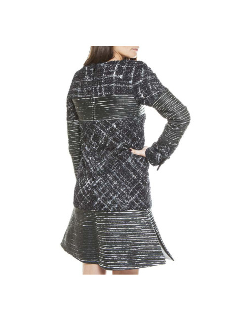CHANEL dress in black tweed and leather size 38FR