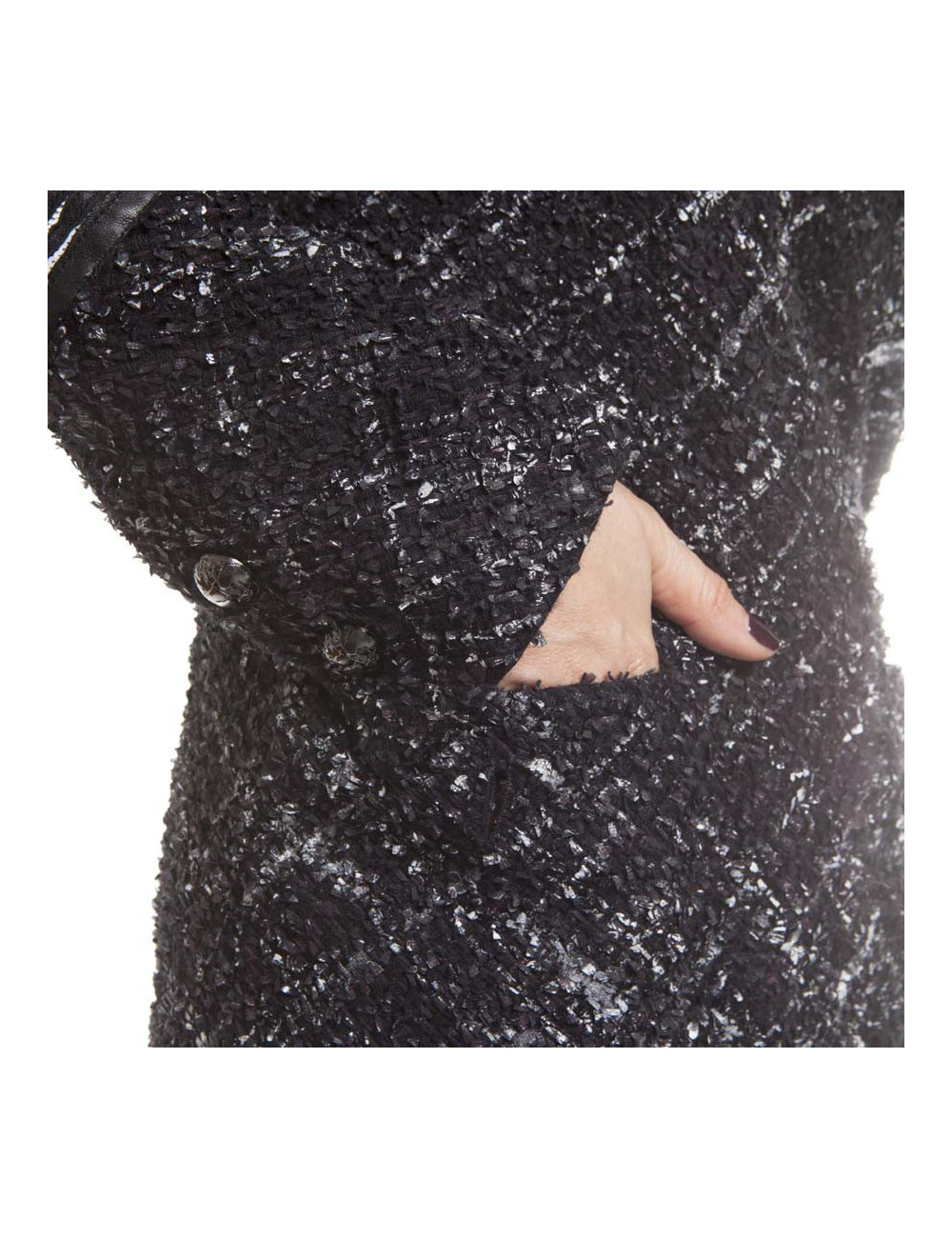 CHANEL dress in black tweed and leather size 38FR