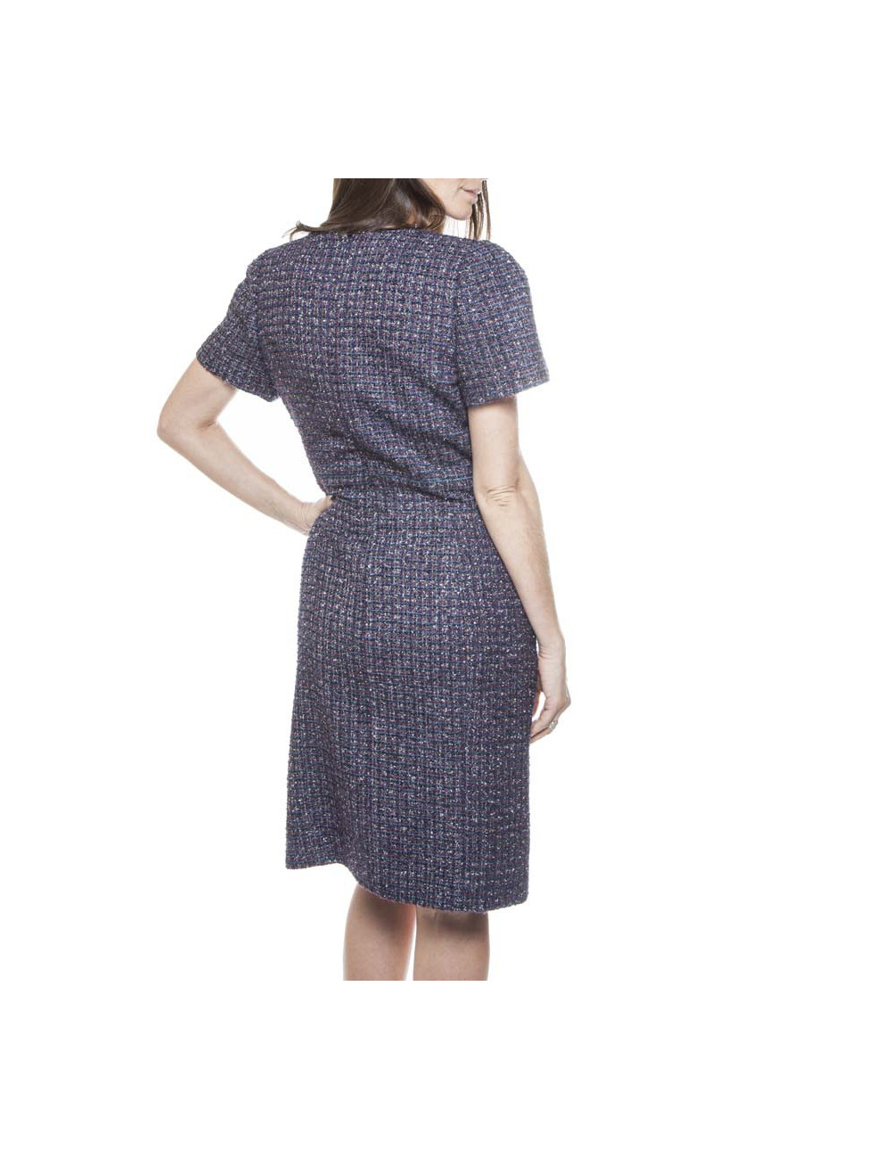Dress CHANEL tweed purple money T42
