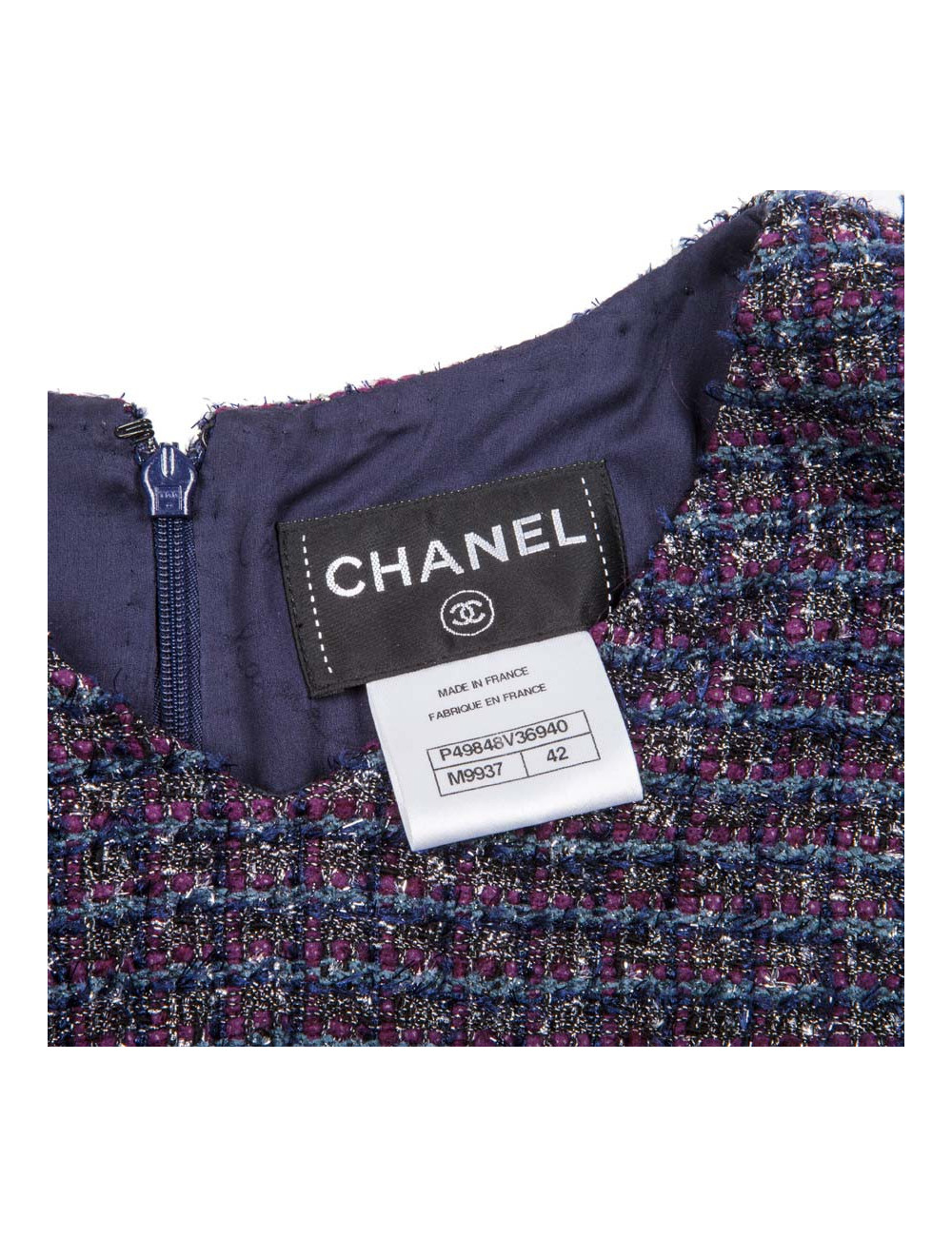 Robe CHANEL tweed violet T42