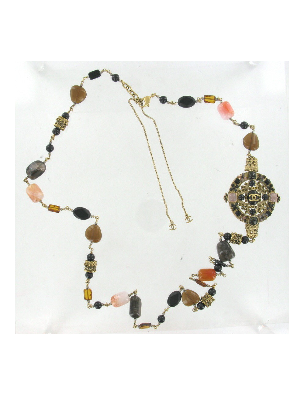 Sautoir CHANEL pierres multicolores