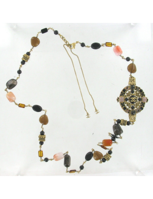 Sautoir CHANEL pierres multicolores