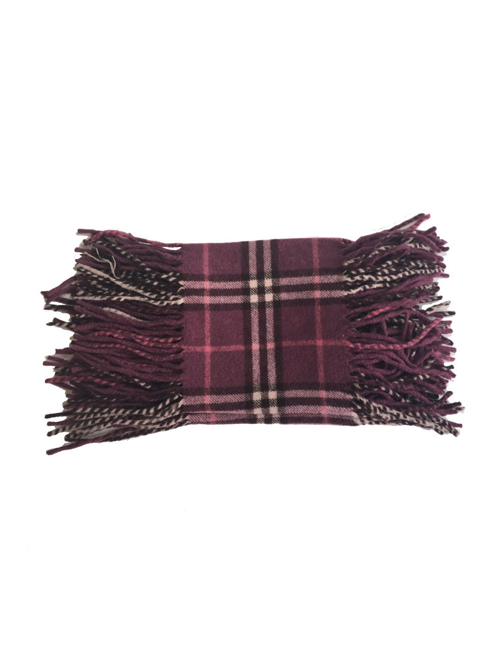 Echarpe BURBERRY à franges en cachemire prune